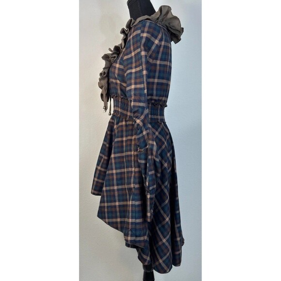 Vicky and Lucas Plaid Flannel Ruffle Retro Steampunk Dress Size Small (4/6) - Picture 5 of 13